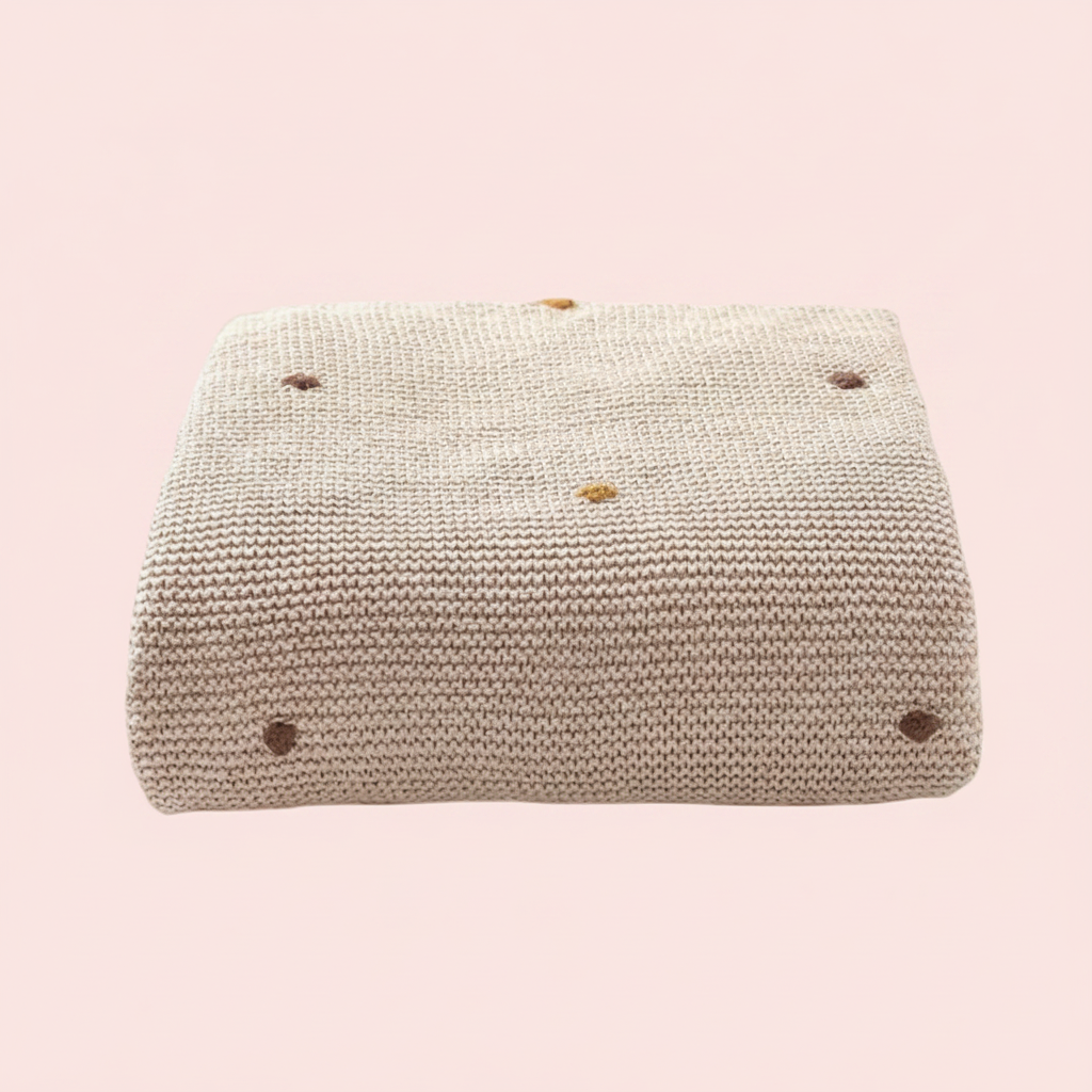 Pure Cotton Soft Hand-Crocheted Pom-Pom Baby Blanket