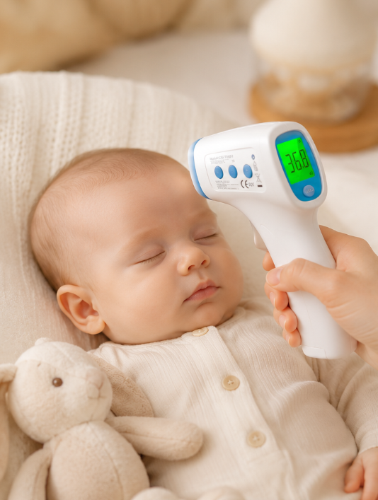 3-in-1 Digital Touchless Forehead Thermometer | LCD Display & Fever Alarm