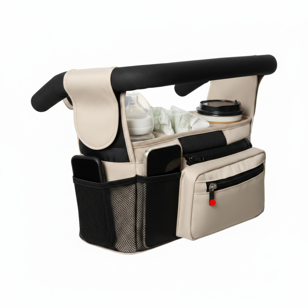 Portable stroller hanging bag side view