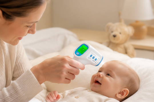 3-in-1 Digital Touchless Forehead Thermometer | LCD Display & Fever Alarm