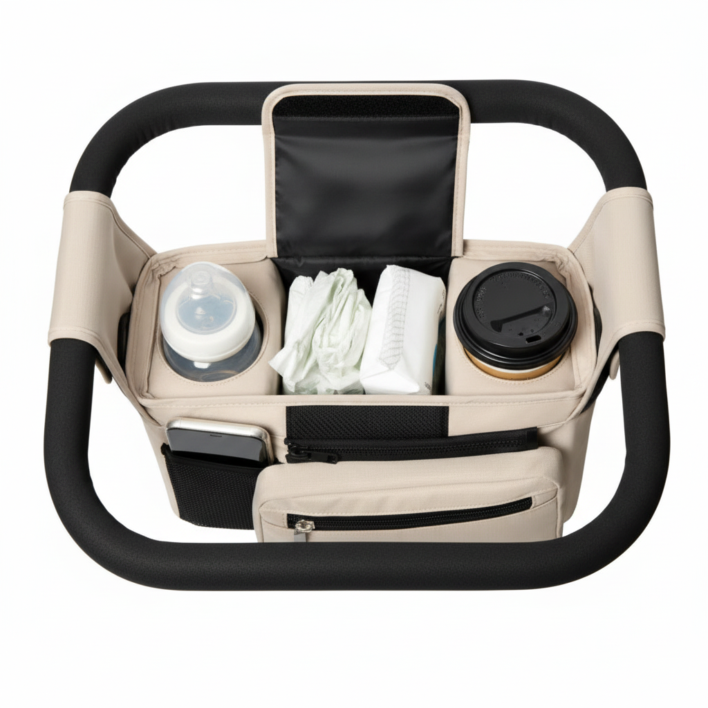 Portable stroller hanging bag top view