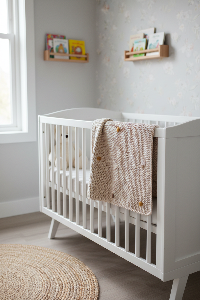 Pure Cotton Soft Hand-Crocheted Pom-Pom Baby Blanket